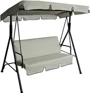 Casual 3 Seater Swing Canopy Replacement Cover Set with 210D Oxford Cloth Garden Swing Seat Cover in Beige
