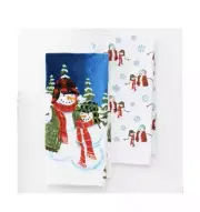 St Nicholas Square Christmas Terry Kitchen Towels, 2 pc Set "Lodge Snowmen"