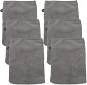 Ipetboom 6 Pack Microfiber Body Wash Mitts, Makeup Remover Facial Wash Glove with Hanging Hole, Reusable Microfiber Cleaning Mitts for Face Cleaning Bath Spa, 5.5×8 inch (Grey)