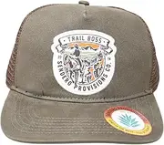 [Sendero Provisions Co.] Trail Boss Adjustable Snapback Hat with Screen Printed Patch & Meshback (Brown) - One Size, Brown, One Size