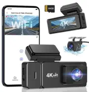 Dash Cam Front Rear, 4K+1080P WiFi Dual Dash Cam, with Free 64GB Card, Dash f...