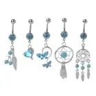 5x/Set Blue Gem Dream Catcher Dangle Belly Button Ring Navel Ring Body Piercing