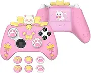 PlayVital Sweetheart Kitty Silicone Cover Compatible with Xbox Series X/S Controller with Thumb Grips and Stickers, Soft Rubber Protector with Anti-Slip Grip for Xbox Core Controller - Pink