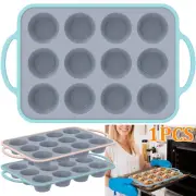 Silicone Muffin Pan 12 Cups Mini Muffin Pan Nonstick Muffin Baking Mold BrEKx