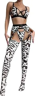 [NIUIY] Leopard Lingerie Set for Women Garter Set Lingerie for Women Bra and Panty Set