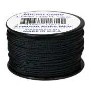 1.18mm x 125' Micro Cord Black Strong Durable Paracord for Crafting Camping