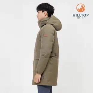 【Hilltop 山頂鳥】GORE-TEX 二合一防水透氣保暖蓄熱羽絨防潑可拆帽長版大衣外套 男款 灰卡