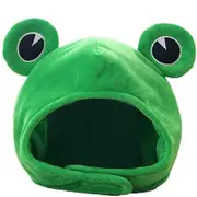 Catzon Plush Frog Hat Cap Frog Ears Costume Halloween Animal Hats Cosplay Party Costume Accessories for Kids Adults -Green