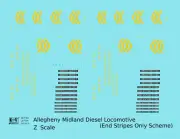 K4 Z Scale Decals Allegheny Midland Diesel Locomotive Yellow Simplified Scheme