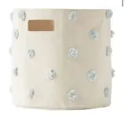 Petit Pehr Tidy Up Pom Pom Bin Blue Nursery Storage Bin 13” X 12”