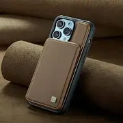 Generic for iPhone 15 (Color: Brown) Leather Magnetic Flip Case with Card Slots for Convenience