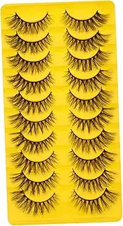 Vaguelly 10Pairs Cat Eye Fake Eyelashes Wispy Makeup Lashes Flexible and Comfortable Reusable False Lashes for Daily Wear Parties and Special Occasions