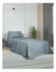 [DreamZ] Bamboo Single Size Sheet Set Fitted Pillowcase Bed Skirt 3 Pieces Set in Grey