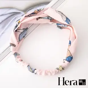 【HERA 赫拉】韓版髮飾時尚布藝交叉打結蝴蝶結雪紡碎花頭飾髮箍(韓版 時尚 碎花 髮箍 雪紡)