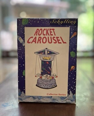 Vintage Schylling Wind-Up Rocket Carousel, "Antique" Tin Toys Collector Series