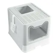 Fin Xl Anti-Spread Hooded Cat Litter Box Enclosed Kitty Toilet Tray Pull Out Drawer