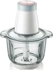 Food Chopper Electric 8-Cup Glass Bowl Mini Food Processor Meat Grinder with 4 Detachable Stainless Steel Blades Fast & Slow 2 Speeds 350W