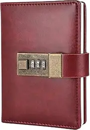 Mini Shiny Leather Combination Journal with Lock, Small Pocket Travel Locked Diary Notebook Writing Journal for Women, Men, Boys, Girls