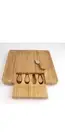 Natural Premium Bamboo Cheese Board With Slide Out Cheese Knife Drawer
