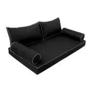 |SLIPCOVER ONLY| S2 Daybed Mattress Bolster Back Covers Contrast Trim Twin AD109