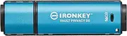Kingston IronKey Vault Privacy 50 USB Type A 3.2 Flash Drive, 16 GB Capacity, Blue