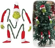 Christmas Tree Decoration, Tree Topper Decor for Christmas Tree Christmas Elf Stuffed Stuck Garland Elf Head, Arms and Legs for Christmas Ornaments