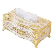 Acrylic Tissue Box Desktop Tissue Box Plastic Home Tissue Holder Living Room Tissue Box (Golden)