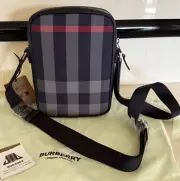 Burberry Paddy Crossbody IP Check Bag, Navy/Red with black leather NWT