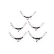 5 Metal Frames Snap Clasp Arch Pattern Coin Purse Silver W1J36312