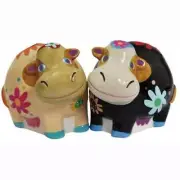 Lori Siebert Cozy Critters 22256 COWS Ceramic Magnetic Salt & Pepper Shakers