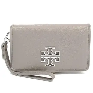 TORY BURCH 簡約皮革手拿包－灰