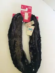 JUSTICE Girl's Black Sequin Necklace Infinity SCARF NWT