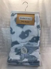 Charlotte & Star Blue Elephant Baby Blanket Security Lovey Plush Safari Boys NEW