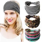 Bohemian Style Printed Elastic Sports Hairband Ladies Wide-brimmed Headwrap Sport Athletic Beach Hair Accessories for Women and Girls Headband Cotton Turban He