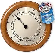 DayClocks Classic Day of The Week Wall Clock with Solid Wood Frame – Calendar Day Clock – Great Pine, 10"