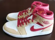 Jordan 1 Mid Light Curry Cardinal GS 554725-201 Kids Size us 4Y WMNS Size us 5.5