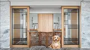 Musa Kazim Portable Wooden Safety Gate | Safety Fence | Pet Gate | Safety Door | Stair Gate | Stair Safety Fence for Baby | Pets | Dogs (H : 2 ft, W : 6 ft) Color : Melamine (Model 01) (Style 07)