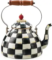 MACKENZIE-CHILDS Enamel Tea Kettle, Stylish Tea Kettle for Stovetop, Black-And-W