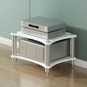 AV Media Stand, Media Storage Cabinet, Professional Media Console Cabinet, Audio Rack Tower, Stereo Stand for Record Player, TV Box, Corner Entertainment Center,White 2 Tiers