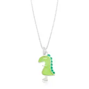 Sterling Silver 40cm Enamel Dinosaur Children's Pendant