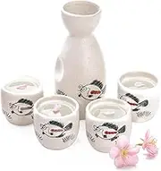 Wine Jug 5 Pack Ceramic Sake Set Porcelain Sake Cups Japanese Sake Set Traditional Sake Cup Set for Hot or Iced Sake Wine Glass