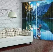 South Tyrol Lake Braies 3D Blockout Photo Printing Curtains Draps Fabric Window