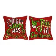 2pcs Christmas Pillow Covers Cute Print Throw Cushion Case for Couch Sofa Bed Bedroom Home Decor-Style 5 and Style 6