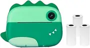 Camera Instant Thermal Printer 2.4 Inch Screen Dual Camera Support Timer Ing 1080P Video Recording Thermal INKL Printing with 3 Rolls White Print Paper Toddler Learning Toy Birthday Green 1