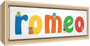 Little Helper Framed Canvas Art Print Natural Wood Position Personalised with Name of Boys Romeo 25 x 63 x 3 cm Multi-Coloured