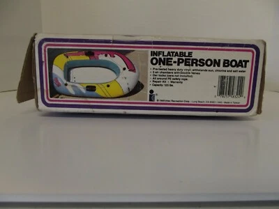 Vtg 80's One Person Boat 62"x 40" Inflatable Collectible Heavy Duty Vinyl 1989