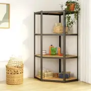 4 Layer Anthracite Steel Corner Shelf Engineered Wood Storage Unit