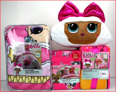 4/ 6 pcs - LOL Surprise Glitterful Comforter + Sheet Set + Blanket + DIVA Pillow