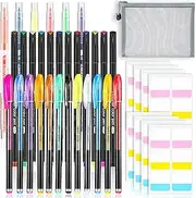 39 Pieces Bible Journal Kit, 12 Color Bible Gel Highlighters Colored Thin Point Markers Double Highlighters Pens Self-Stick Tabs Storage Bag Pens No Bleed for Coloring Book Doodling Drawing