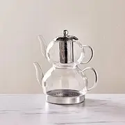 Karaca Pandora Borosilicate Glass Teapot for Turkish Tea with Infuser, Teapot (2 L) & Teapot with Lid and Removable Filter (1 L)